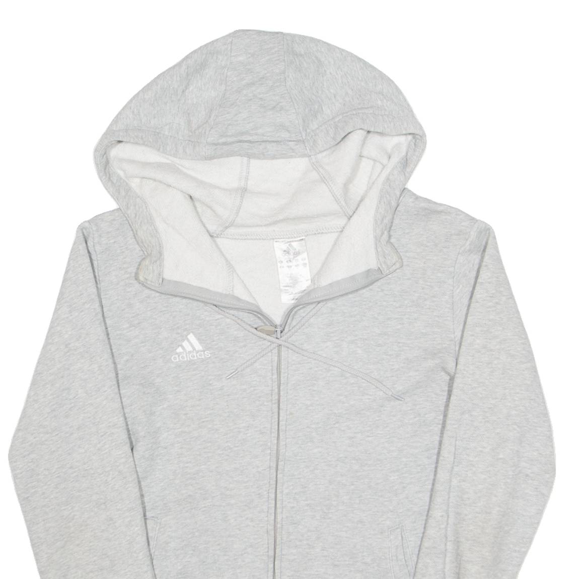 ADIDAS Womens Grey Hoodie Full Zip UK 8