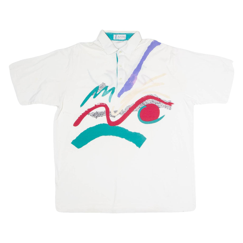 VAN HEUSEN Players GOLF Mens Polo Shirt White Crazy Pattern L