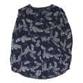 FAT FACE Womens Navy Blue Printed Long Sleeve Round Neck Top UK 12 Cotton Blend