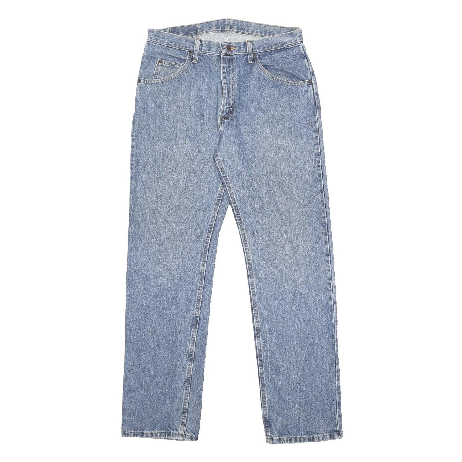WRANGLER Mens Regular Fit Blue Denim Jeans W32 L32 Classic Cotton Zip Pockets