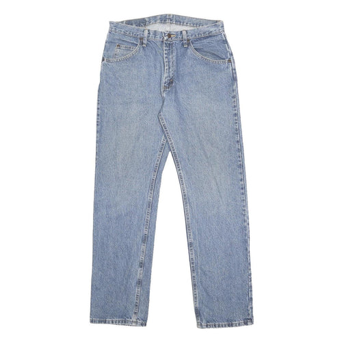 WRANGLER Mens Regular Fit Blue Denim Jeans W32 L32 Classic Cotton Zip Pockets