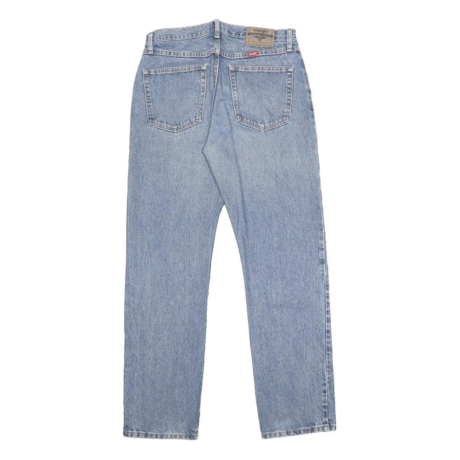WRANGLER Mens Regular Fit Blue Denim Jeans W32 L32 Classic Cotton Zip Pockets
