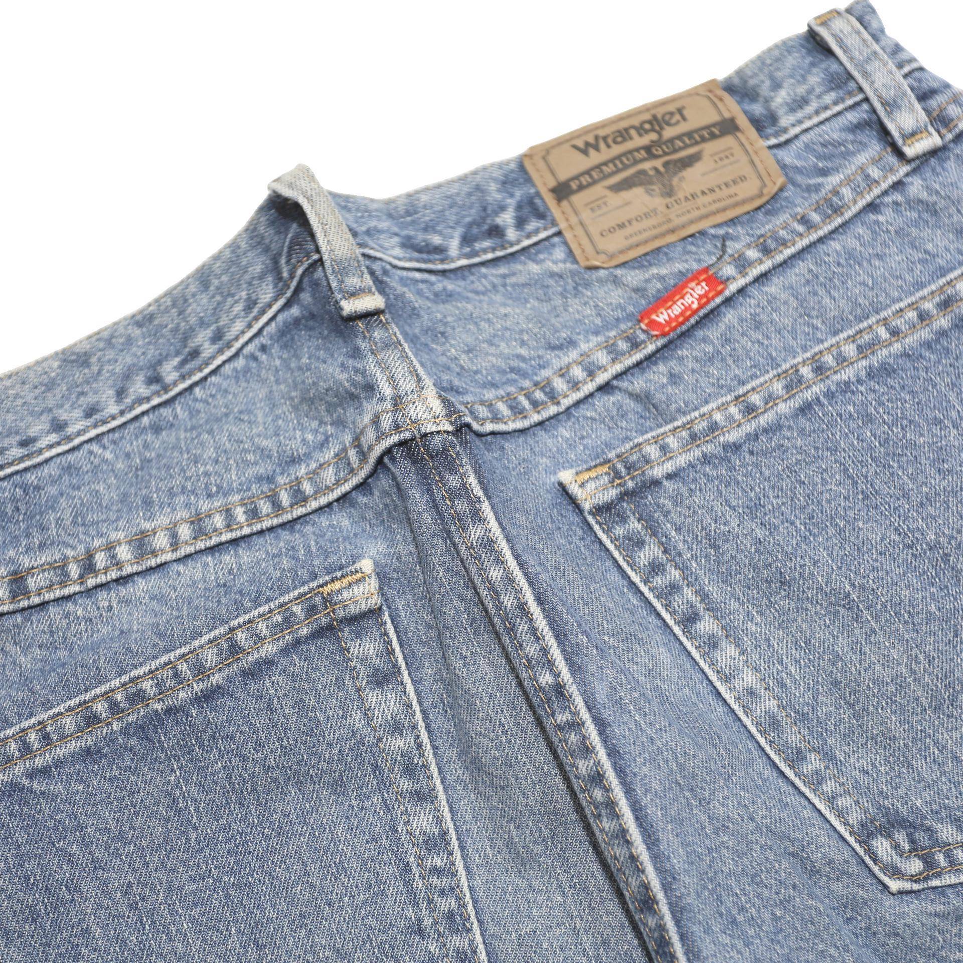 WRANGLER Mens Regular Fit Blue Denim Jeans W32 L32 Classic Cotton Zip Pockets