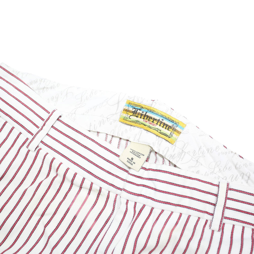 LIBERTINE BY TARGET Womens Cotton Blend White & Burgundy Pinstripe Regular Fit