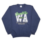 PORT & COMPANY Mens Navy Blue Seattle WA Crew Neck S Cotton Blend Sweatshirt