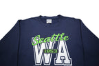 PORT & COMPANY Mens Navy Blue Seattle WA Crew Neck S Cotton Blend Sweatshirt