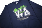 PORT & COMPANY Mens Navy Blue Seattle WA Crew Neck S Cotton Blend Sweatshirt