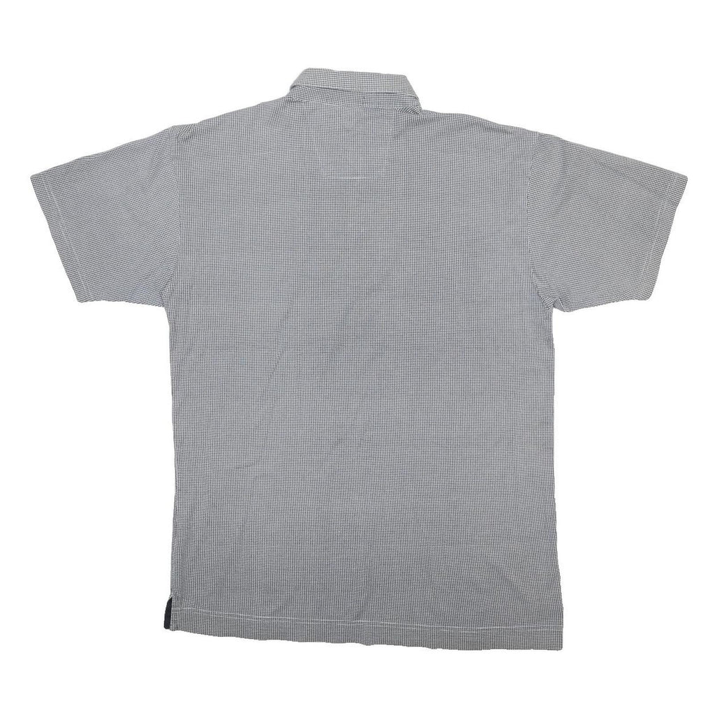 NAUTICA Mens Blue & White Checked Short Sleeve Polo Shirt M Cotton Casual