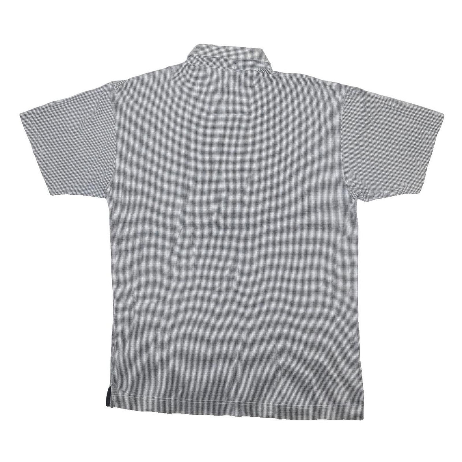 NAUTICA Mens Blue & White Checked Short Sleeve Polo Shirt M Cotton Casual