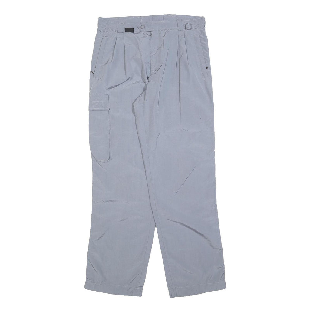 Womens Grey Polyester Blend Regular Fit Straight Leg Trousers W32 L32 Zip