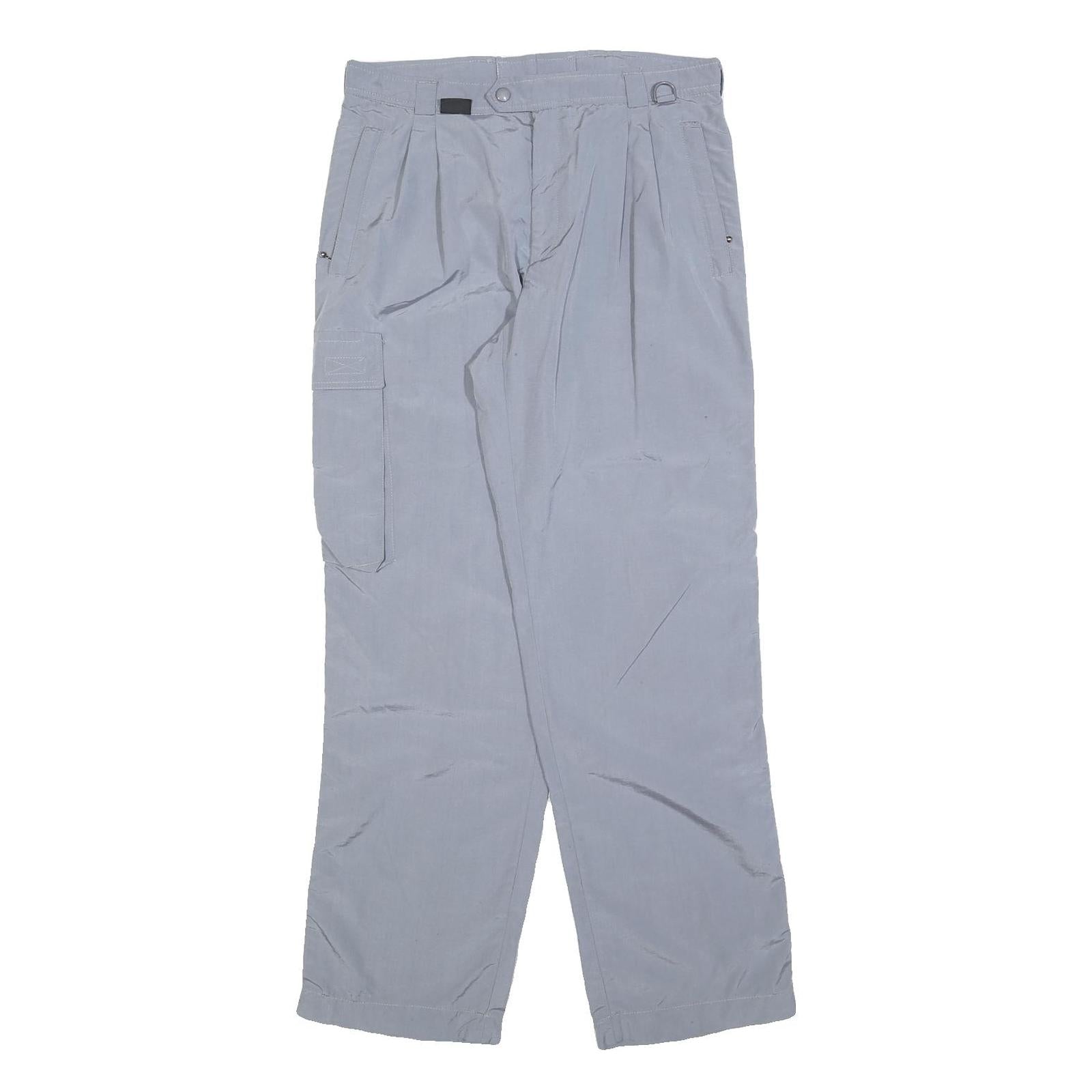 Womens Grey Polyester Blend Regular Fit Straight Leg Trousers W32 L32 Zip