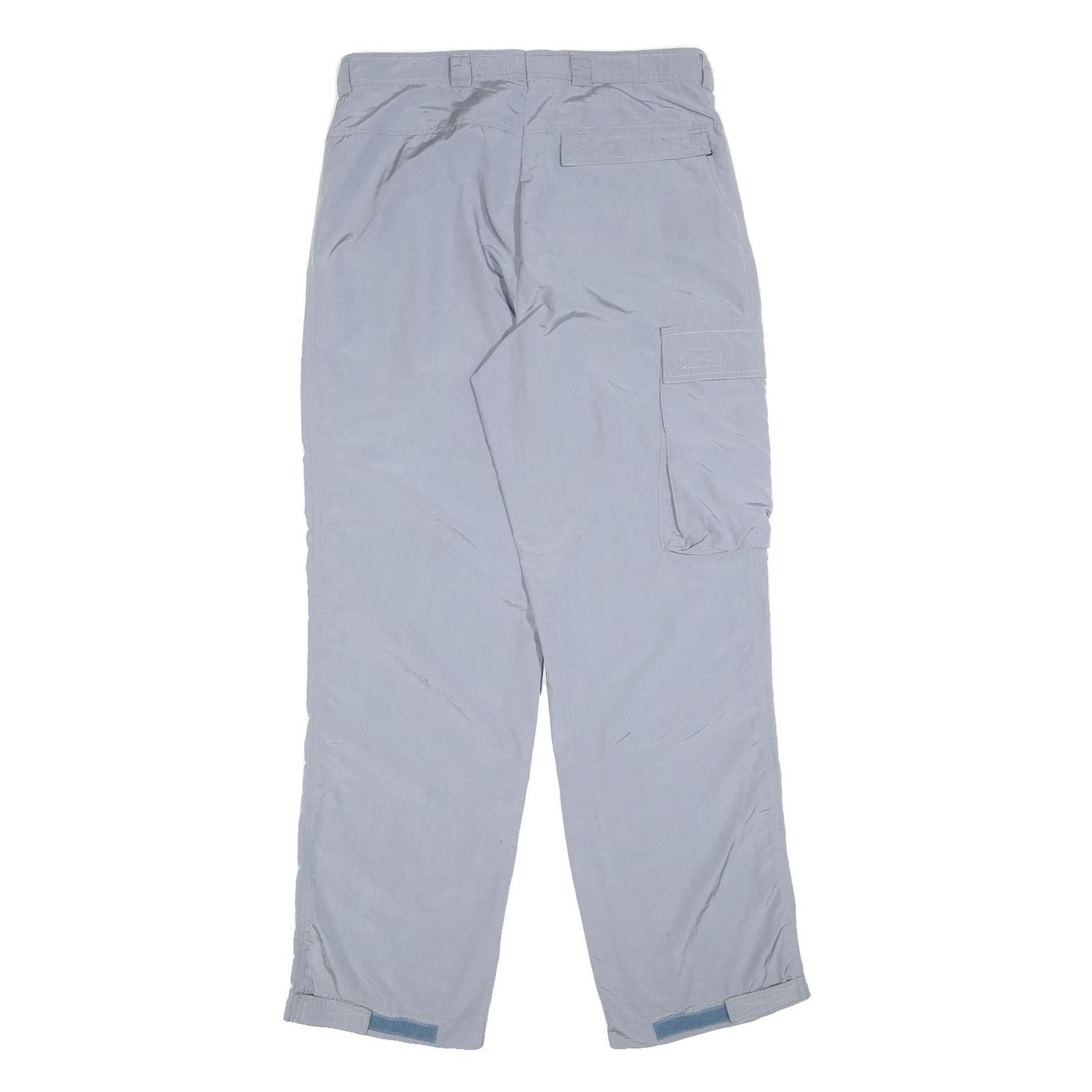 Womens Grey Polyester Blend Regular Fit Straight Leg Trousers W32 L32 Zip