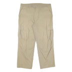 Mens Beige Polyester Blend Regular Fit Cargo Trousers W38 L28 Zip Closure