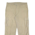 Mens Beige Polyester Blend Regular Fit Cargo Trousers W38 L28 Zip Closure