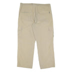 Mens Beige Polyester Blend Regular Fit Cargo Trousers W38 L28 Zip Closure