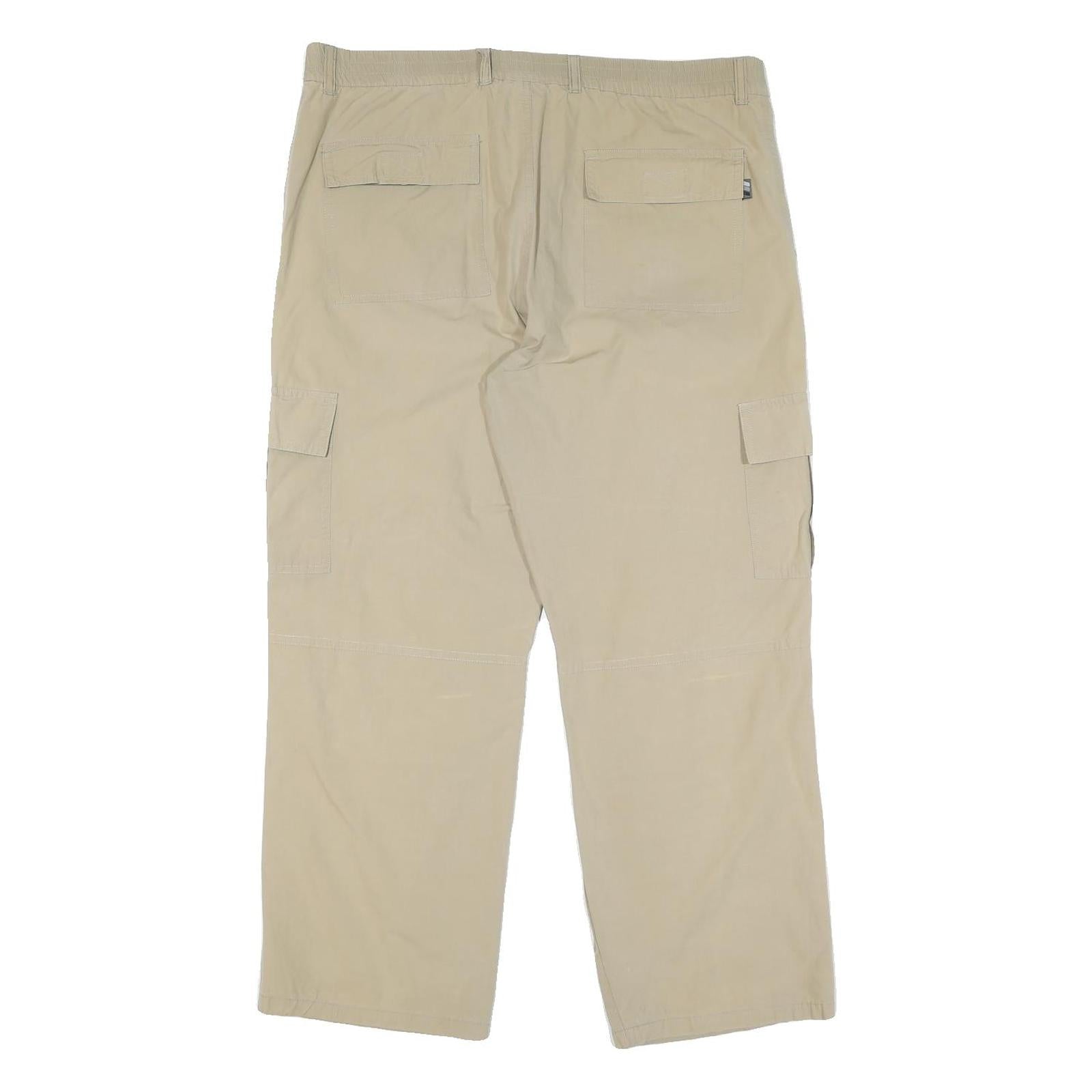 Mens Beige Polyester Blend Regular Fit Cargo Trousers W38 L28 Zip Closure