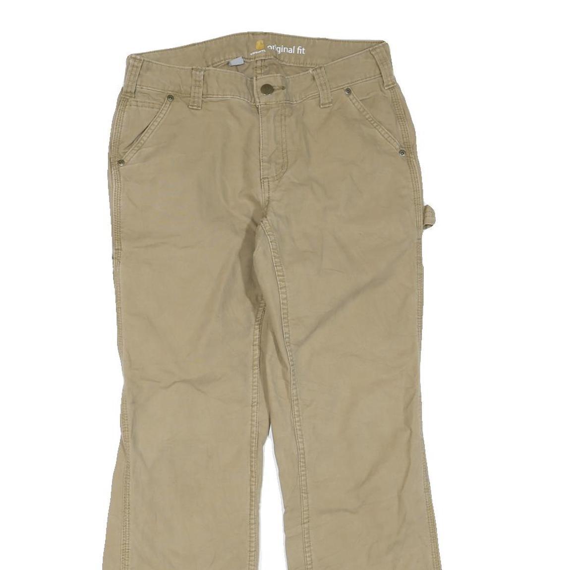 CARHARTT Womens Beige Cotton Blend Regular Fit Straight Trousers W28 L30