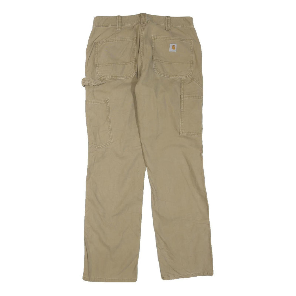 CARHARTT Womens Beige Cotton Blend Regular Fit Straight Trousers W28 L30