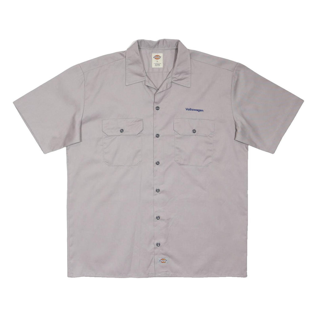 DICKIES Mens Grey Volkswagen Work Shirt L Polyester Blend Button Pocket