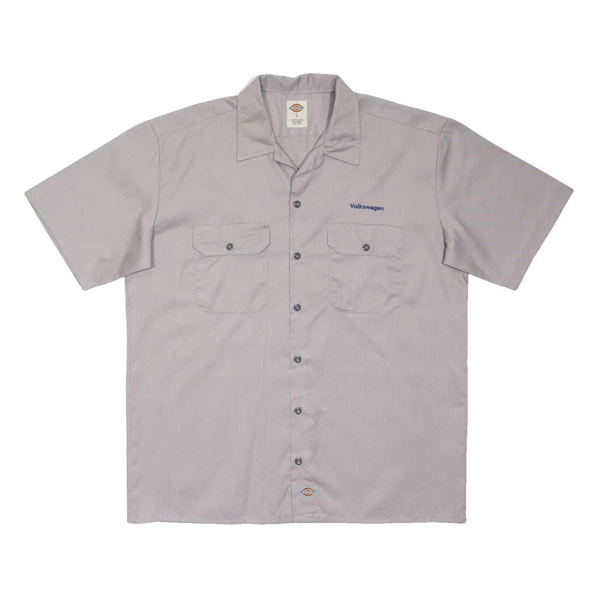 DICKIES Mens Grey Volkswagen Work Shirt L Polyester Blend Button Pocket