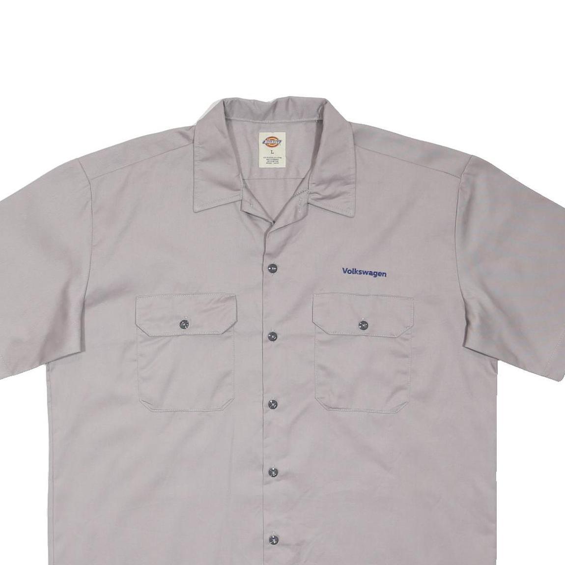 DICKIES Mens Grey Volkswagen Work Shirt L Polyester Blend Button Pocket