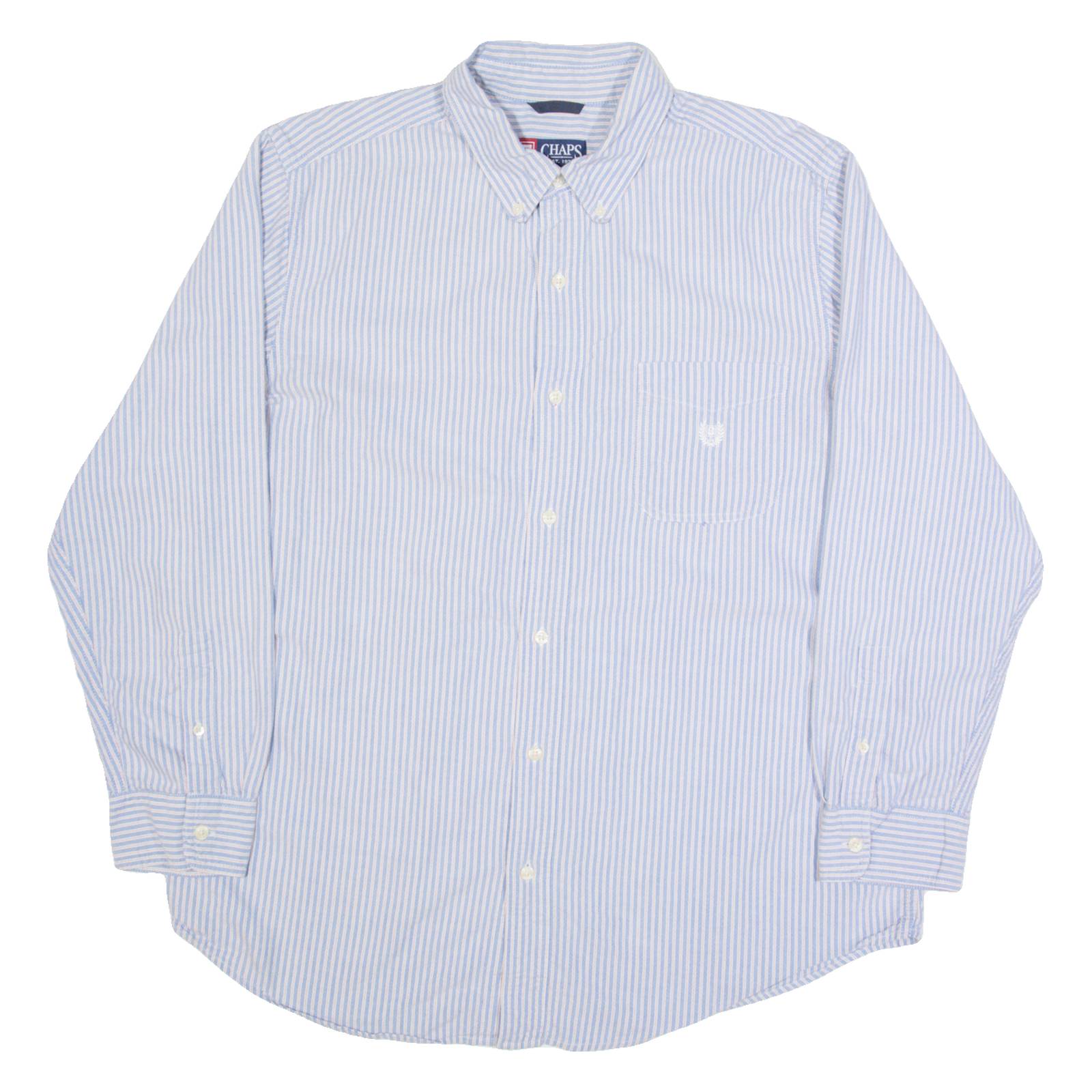 CHAPS Mens Shirt Blue Striped Long Sleeve XL