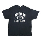 PORT & COMPANY Mens Black Blue Devil Football Graphic T-Shirt XL Crew Neck Short