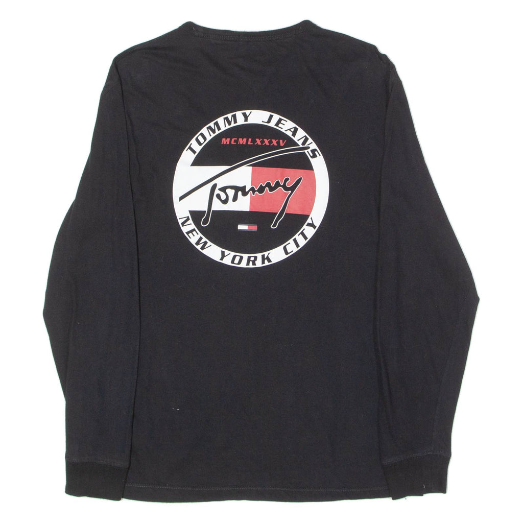 TOMMY HILFIGER Mens T-Shirt Black Long Sleeve Crew Neck M