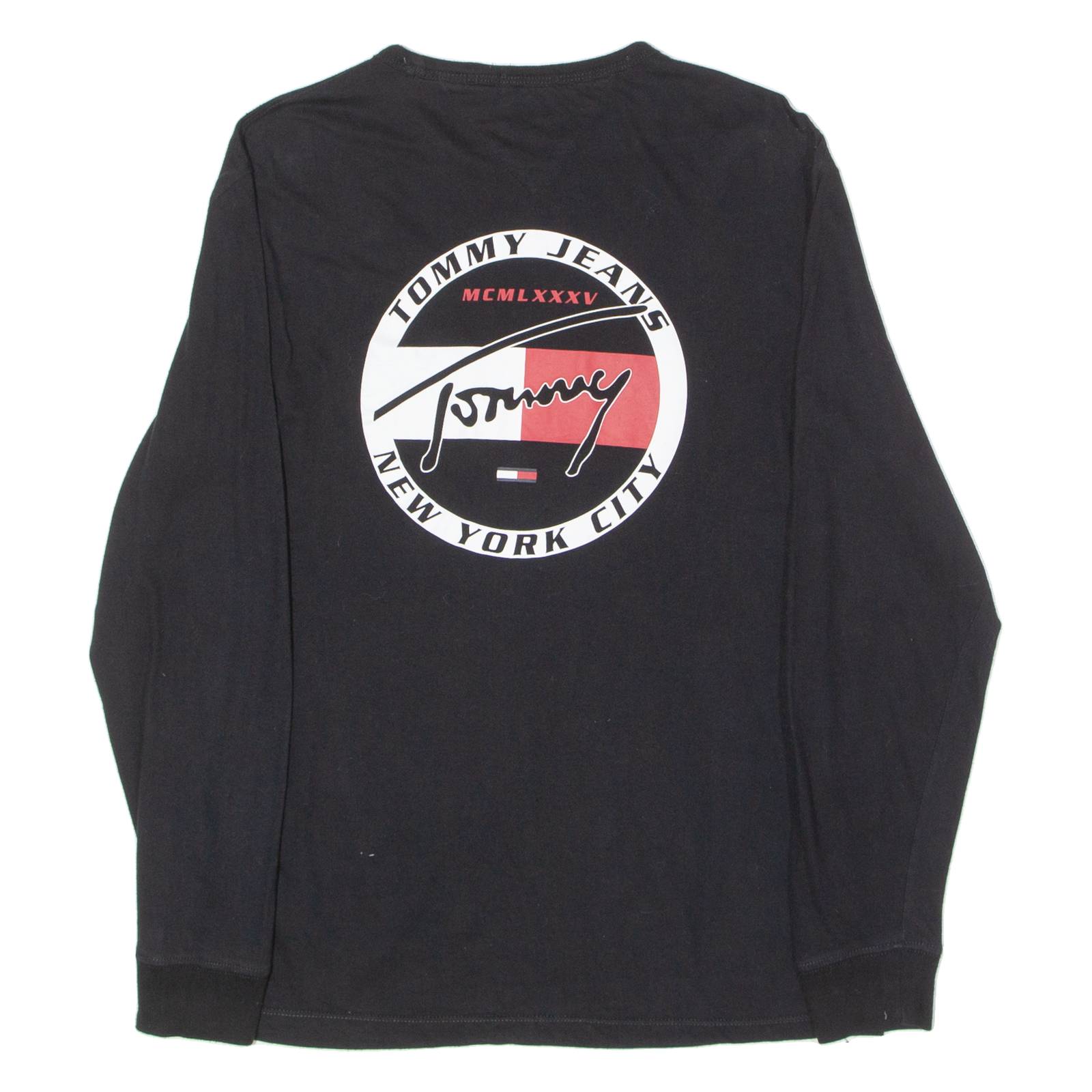 TOMMY HILFIGER Mens T-Shirt Black Long Sleeve Crew Neck M