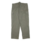 Mens Olive Relaxed Fit Cargo Trousers Cotton Blend W38 L30 Practical Zip Closure