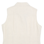 TOMMY HILFIGER Womens Beige Sleeveless Linen Shirt S Classic Casual Summer Top