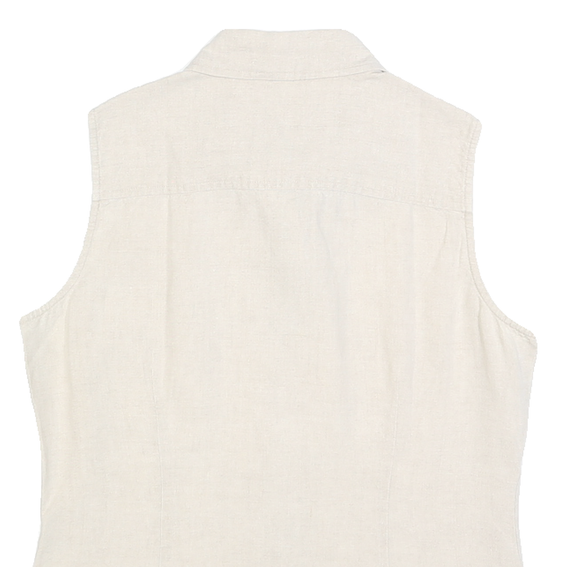 TOMMY HILFIGER Womens Beige Sleeveless Linen Shirt S Classic Casual Summer Top