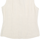 TOMMY HILFIGER Womens Beige Sleeveless Linen Shirt S Classic Casual Summer Top