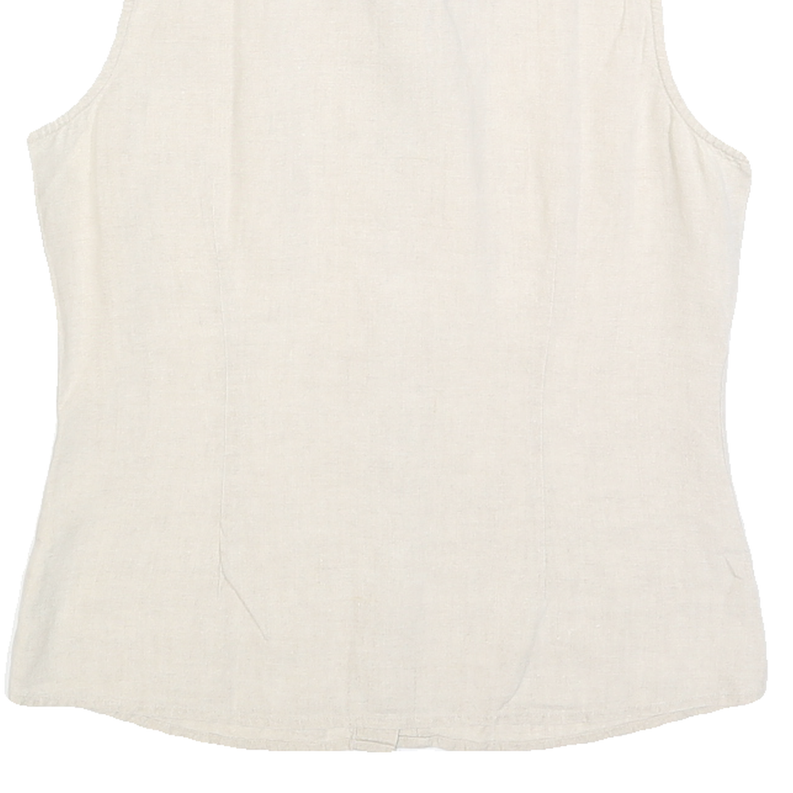 TOMMY HILFIGER Womens Beige Sleeveless Linen Shirt S Classic Casual Summer Top