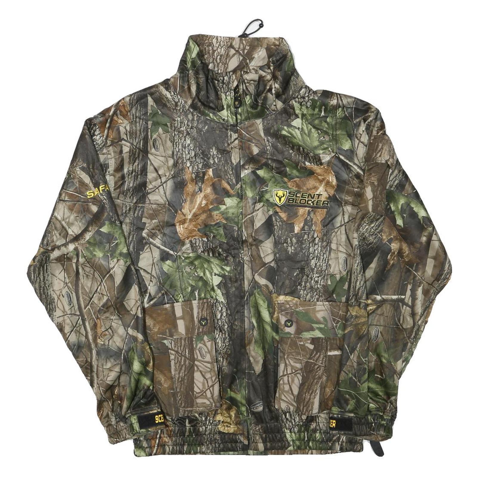 SCENT BLOCKER Mens Green & Brown Camouflage Outdoor Zip Nylon Jacket M
