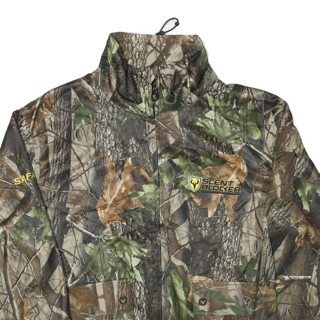 SCENT BLOCKER Mens Green & Brown Camouflage Outdoor Zip Nylon Jacket M