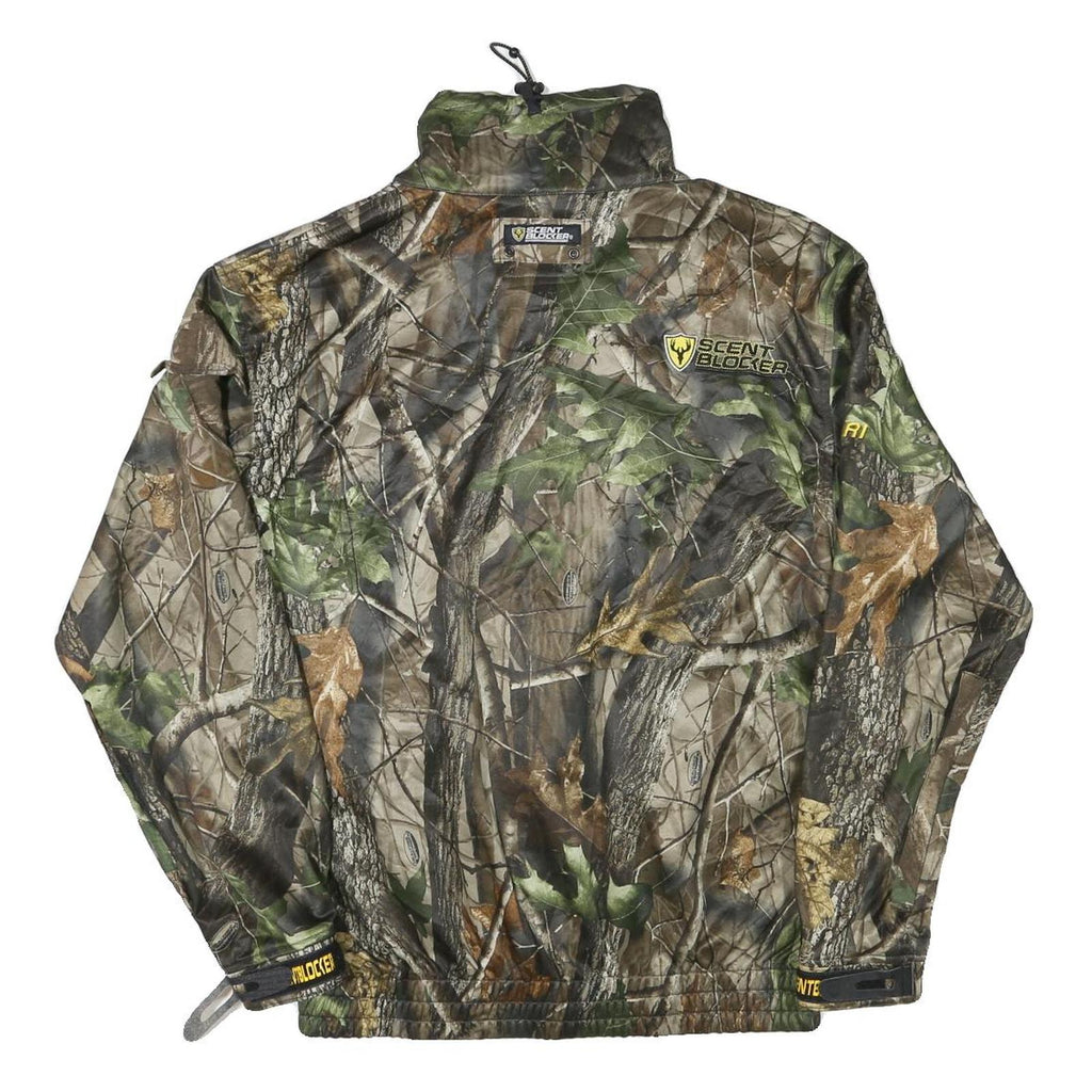 SCENT BLOCKER Mens Green & Brown Camouflage Outdoor Zip Nylon Jacket M