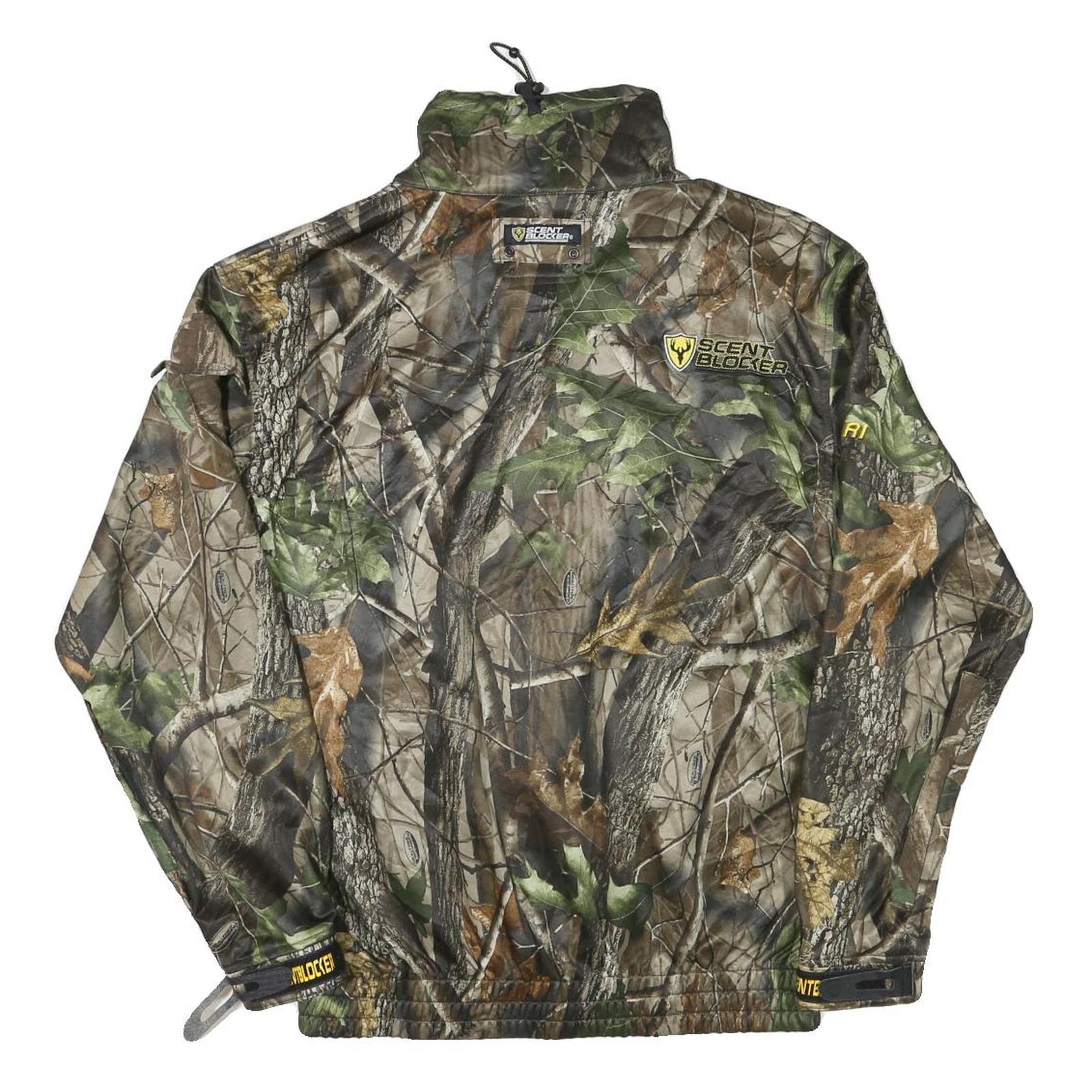 SCENT BLOCKER Mens Green & Brown Camouflage Outdoor Zip Nylon Jacket M