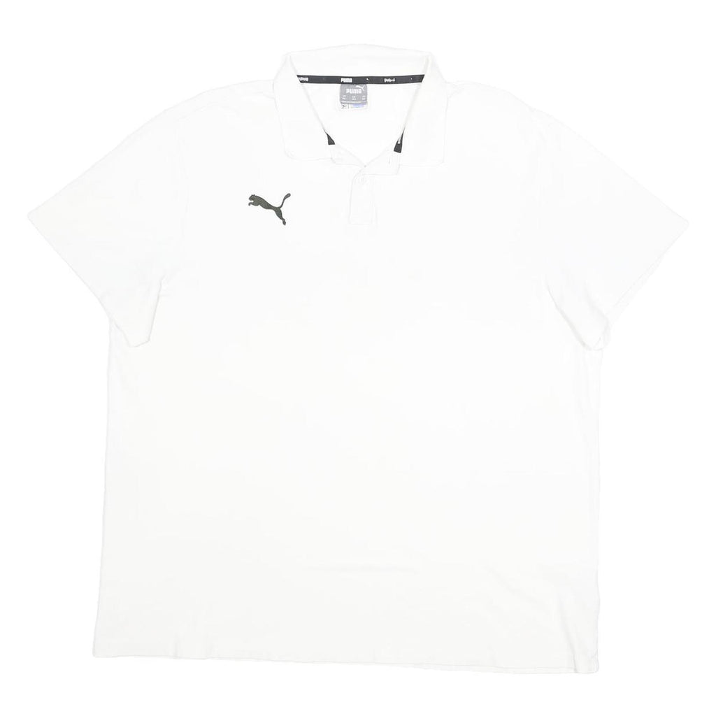 PUMA Mens White & Black Short Sleeve Plain 3XL Cotton Blend Polo Shirt Classic