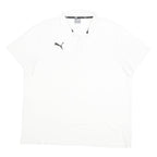 PUMA Mens White & Black Short Sleeve Plain 3XL Cotton Blend Polo Shirt Classic