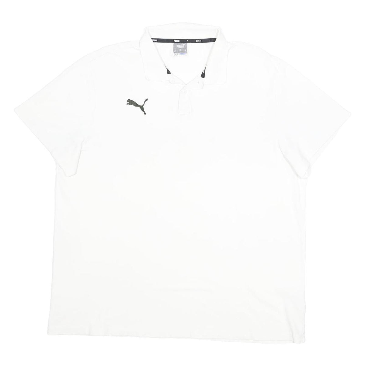 PUMA Mens White & Black Short Sleeve Plain 3XL Cotton Blend Polo Shirt Classic