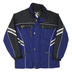 DESCENTE Womens Blue & Black Track Jacket XL Polyester Blend Zip Winter