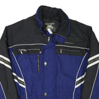 DESCENTE Womens Blue & Black Track Jacket XL Polyester Blend Zip Winter