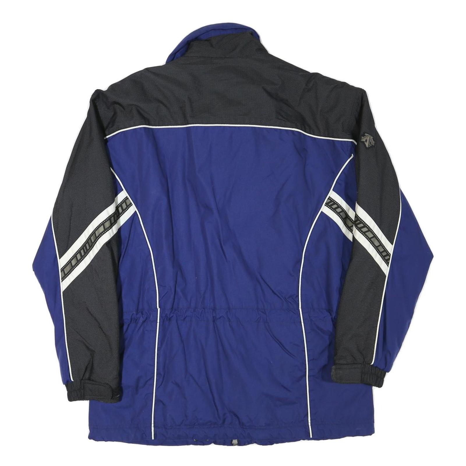 DESCENTE Womens Blue & Black Track Jacket XL Polyester Blend Zip Winter