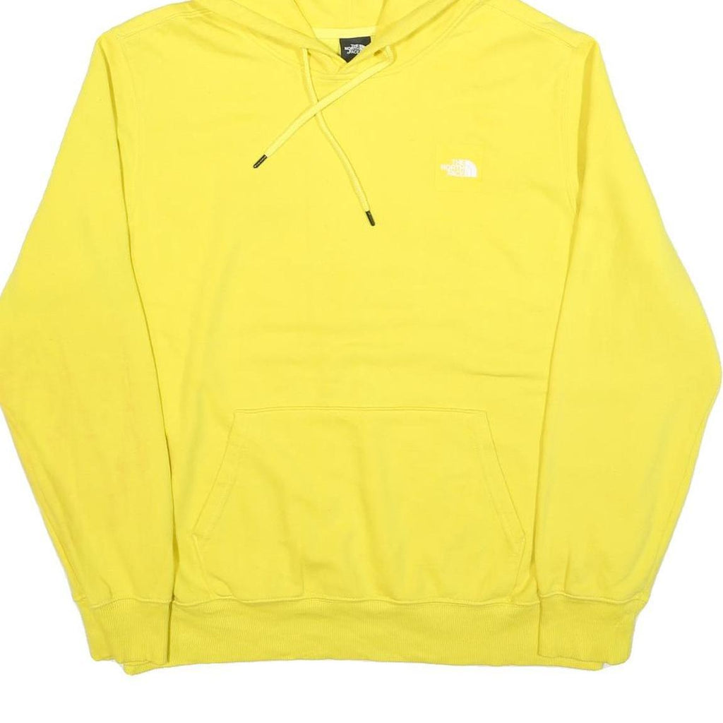 THE NORTH FACE Mens Yellow Hoodie L Cotton Blend Pullover Logo Print Casual Wear