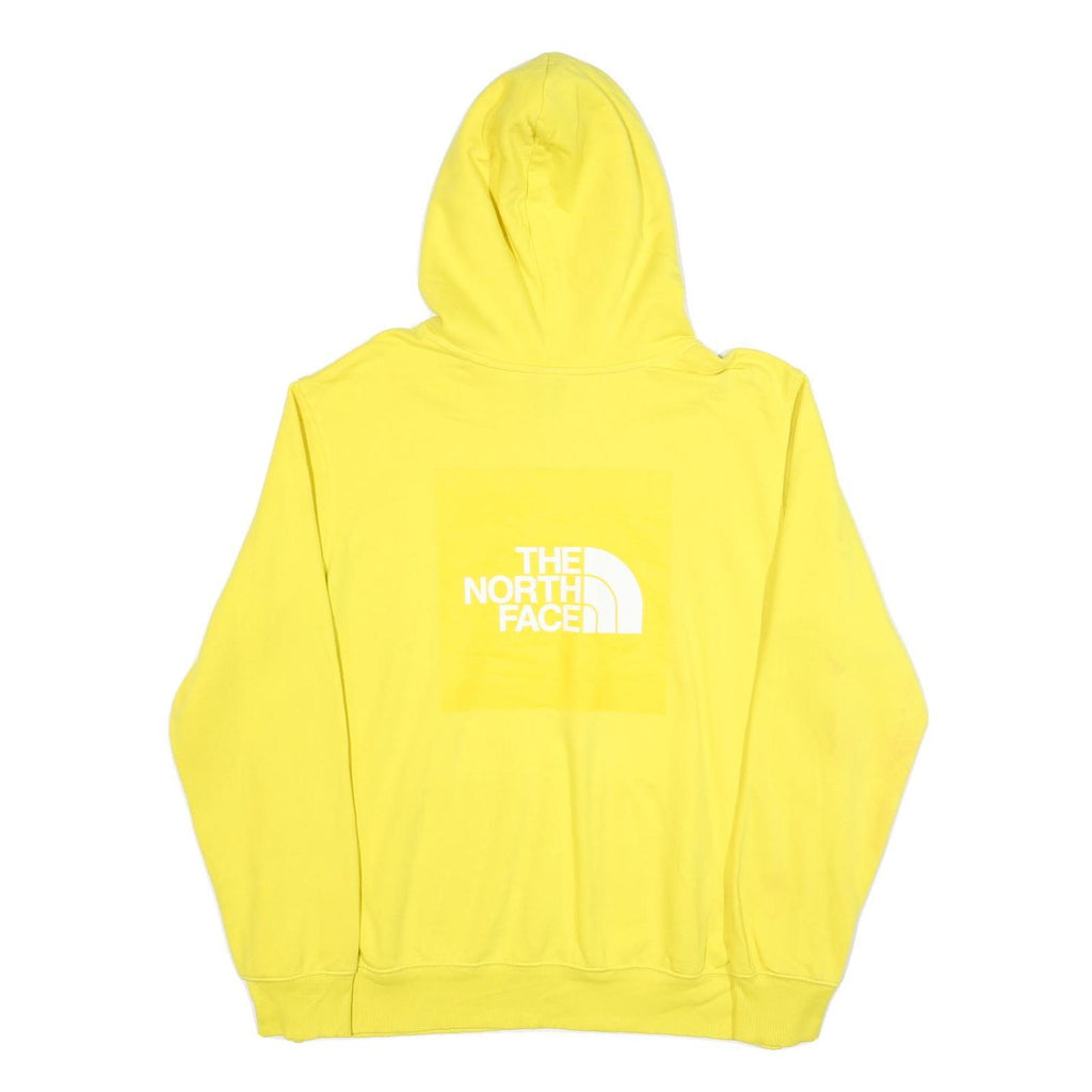 THE NORTH FACE Mens Yellow Hoodie L Cotton Blend Pullover Logo Print Casual Wear
