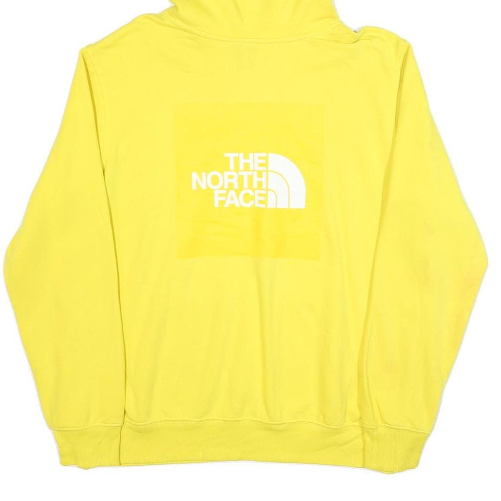 THE NORTH FACE Mens Yellow Hoodie L Cotton Blend Pullover Logo Print Casual Wear