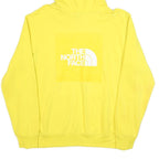 THE NORTH FACE Mens Yellow Hoodie L Cotton Blend Pullover Logo Print Casual Wear