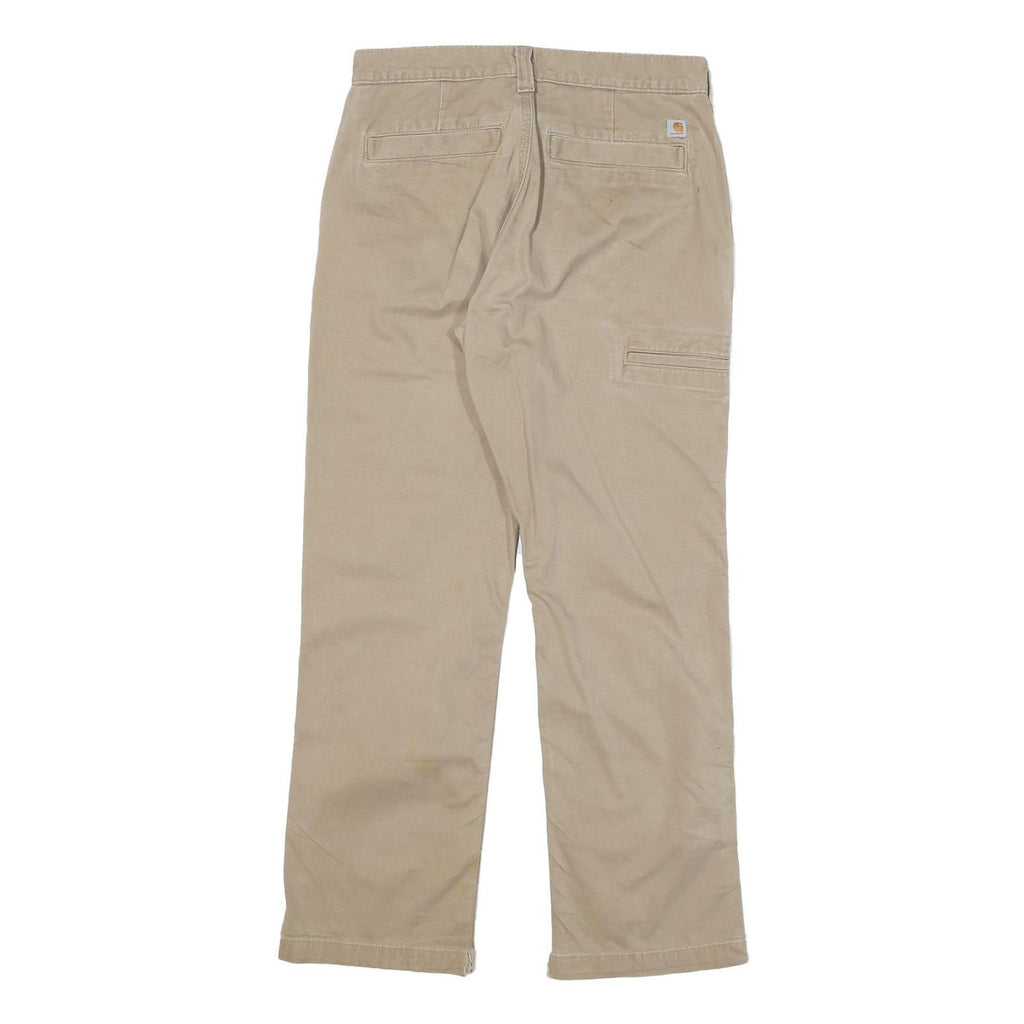 CARHARTT Mens Regular Beige Cotton Blend Zip Trousers W31 L30 Workwear Utility