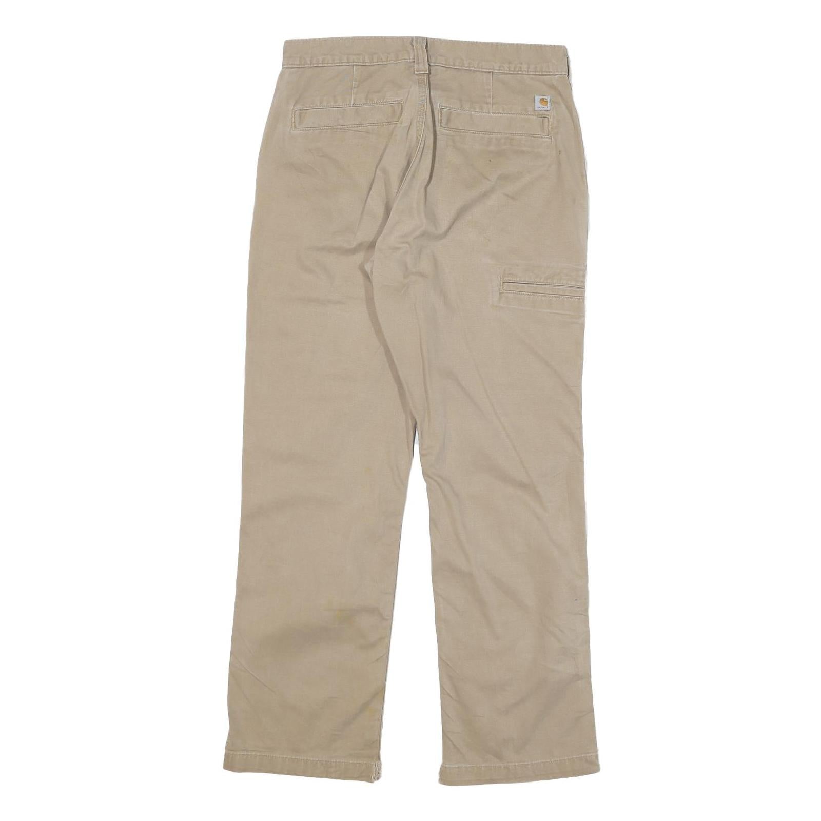 CARHARTT Mens Regular Beige Cotton Blend Zip Trousers W31 L30 Workwear Utility